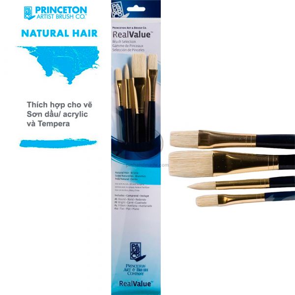 New Princeton Art & Brush Co. Paintbrush Set, Golden Taklon Synthetic Hair  Brush Set 9153 